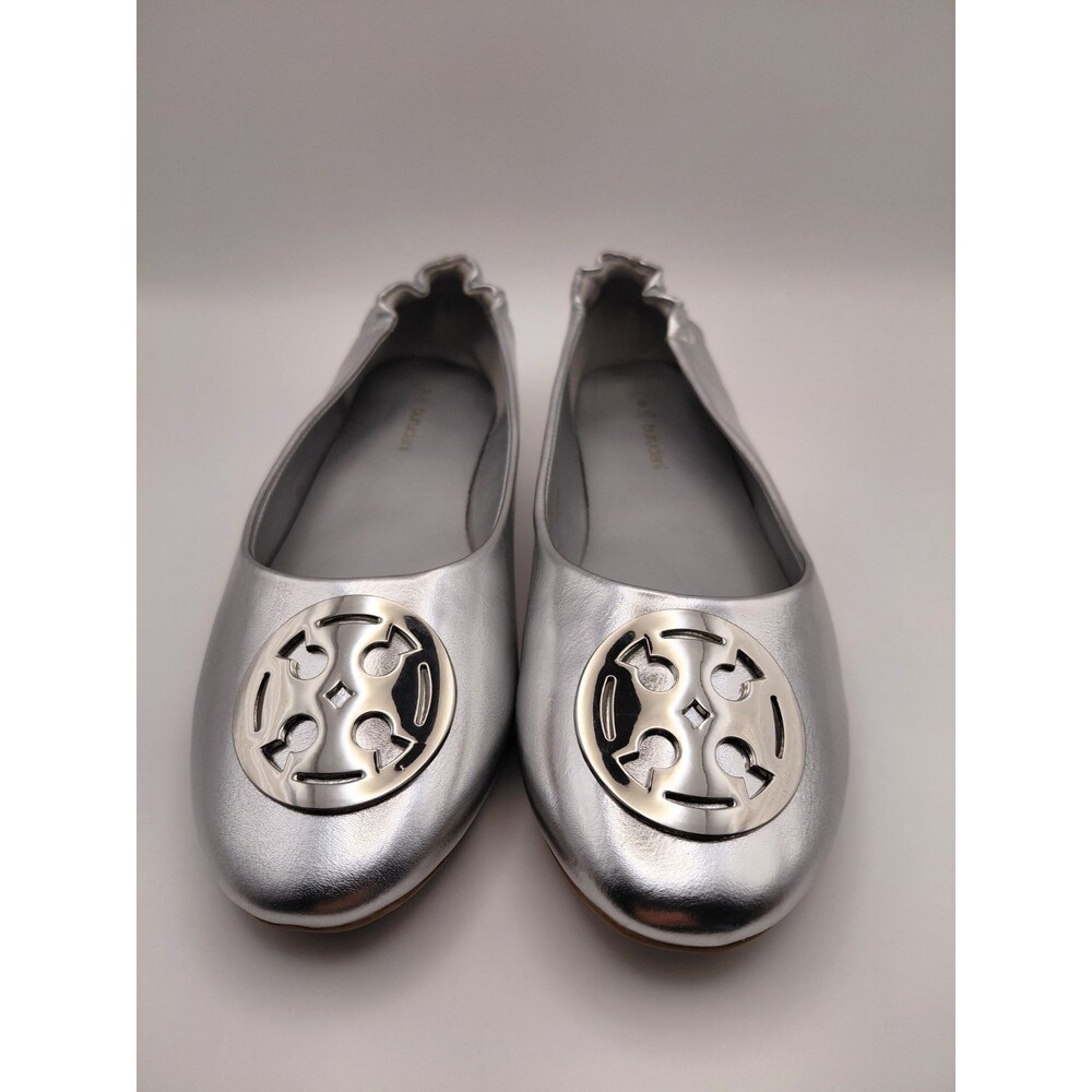 Tory Burch Silver Leather Ballet Flats